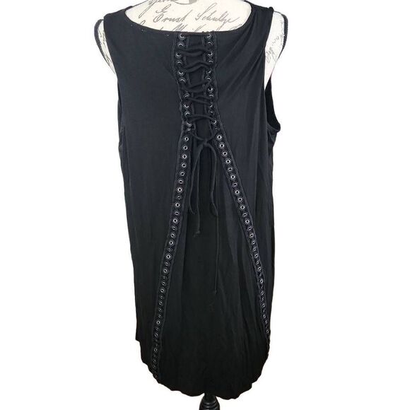 Evolution by Cyrus Women's Size 1X Black Lace Up Back Sleeveless Tank - Picture 6 of 6